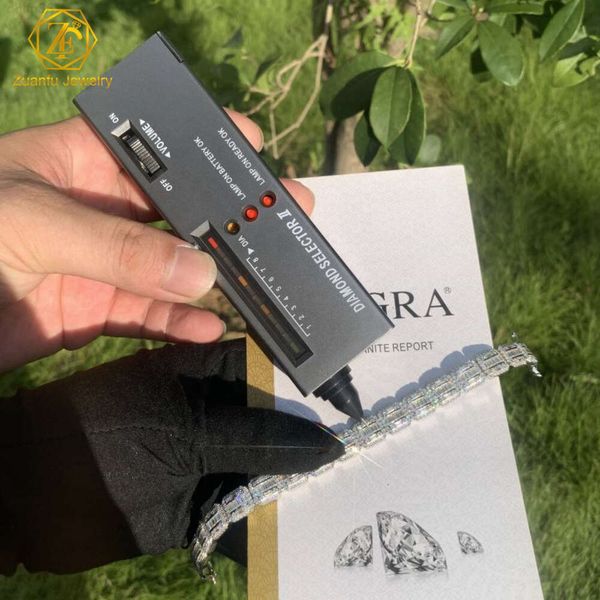 

Hip Hop Jewelry Hand Setting 925 Sterling Silver 13mm Baguette Vvs Moissanite Lab Diamond Bling Iced Out Tennis Chains Necklace