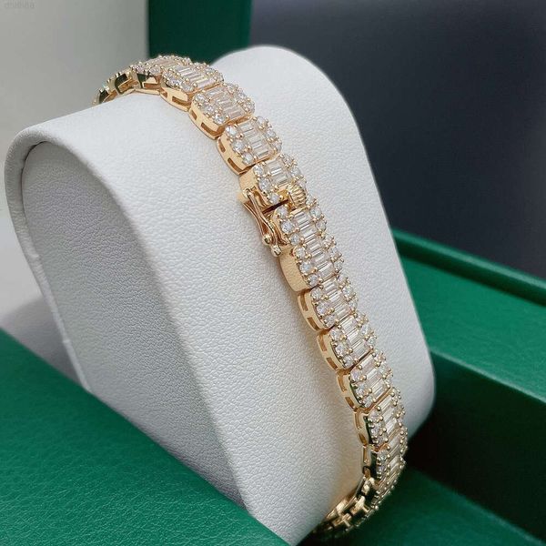 

Women Custom Luxury Baguette Lab Diamond Bracelet Solid 14k Rose Gold Vvs Moissanite Diamond Tennis Chain Bracelet