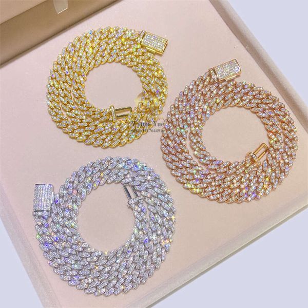 

Lowest Price 8Mm 1Row Round Corner S Prong Setting Iced Out Moissanite Diamond Men Cuban Link Chain