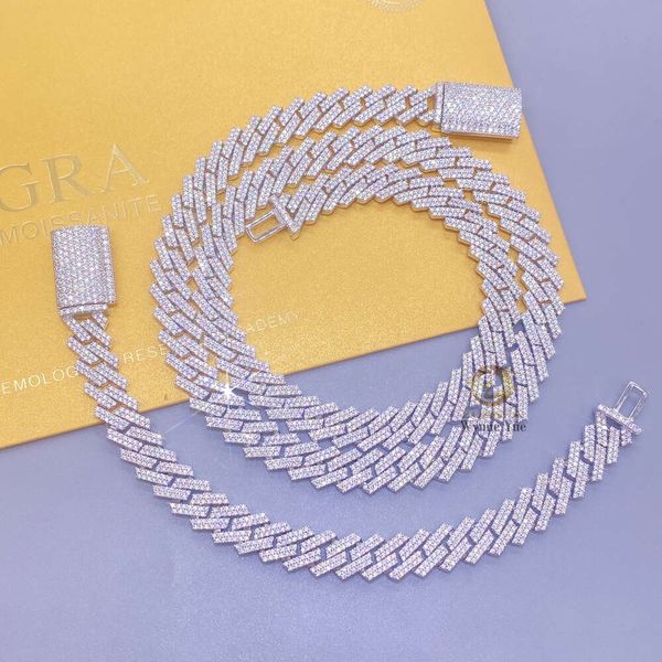

Lowest Price 10Mm 2 Row S Prong Setting Iced Out Moissanite Diamond Men Cuban Link Chain