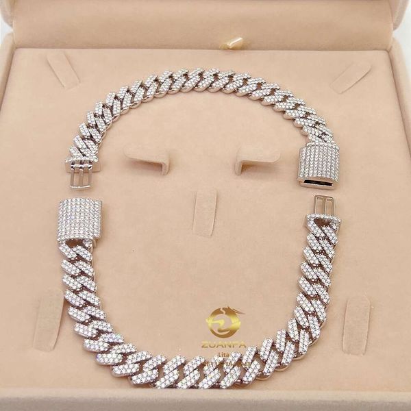 

Fine Jewelry Pass Diamond Tester Iced Out 13Mm Sterling Sier Cuban Link Chain Men Moissanite Cuban Bracelet