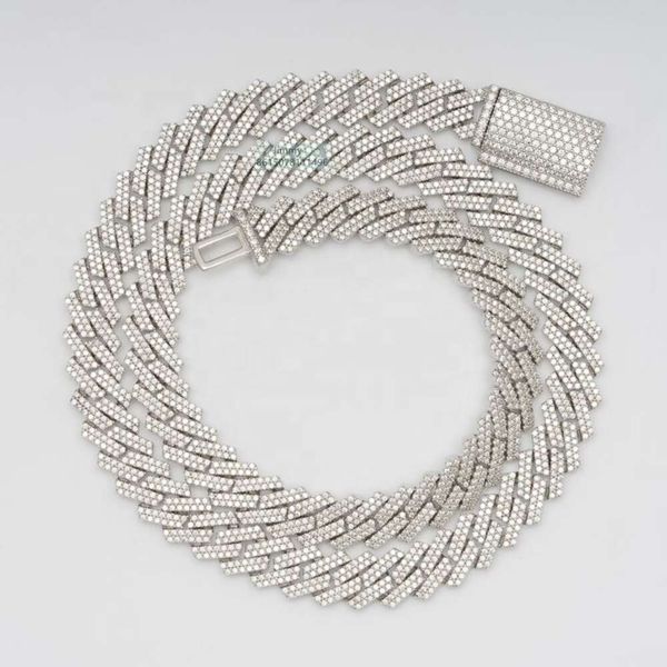 

Pass Diamond Tester In Stock Iced Out Two Row Stone 10Mm Vvs Moissanite Cuban Chain Necklace