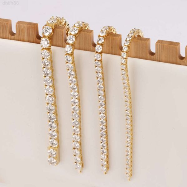 

Ready to Ship Gh Color 6mm Loose Moissanite Tennis Chain Solid Gold Plated Sterling Silver Tennis Necklace