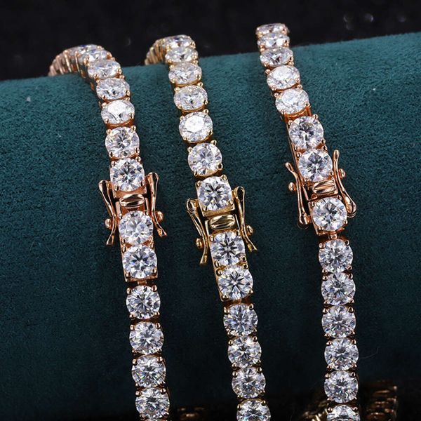 

Starsgem Hiphop Design 14k White/yellow/rose Gold 4mm Moissanite Tennis Bracelet