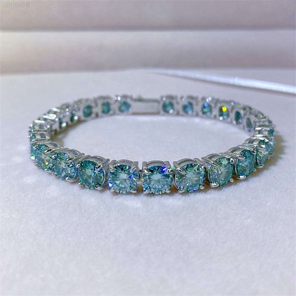 

Pure Silver 925 Pass Diamond Tester 6.5mm Blue Moissanite Tennis Bracelet