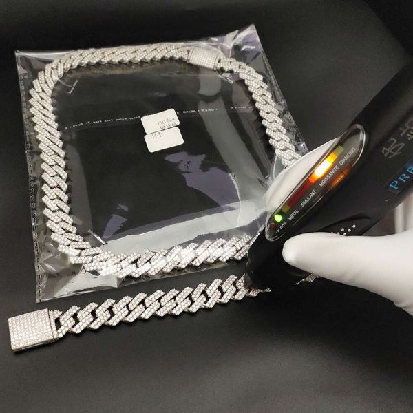 

Hiphop Rapper Sterling Sier Hand Setting Iced Out Vvs1 Moissanite Diamond Cuban Link Chain