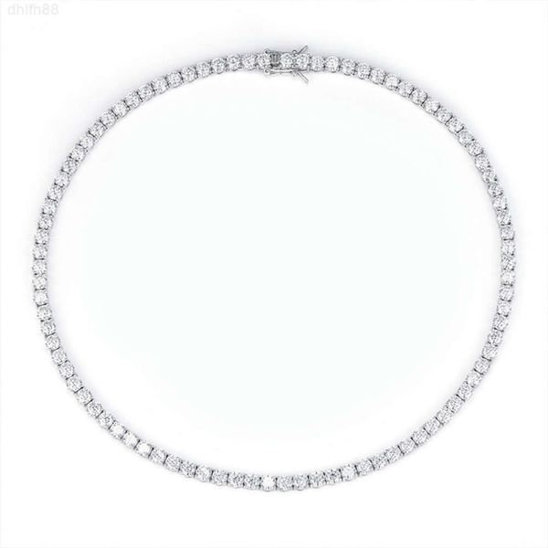 

Rts Hot Selling Hiphop Chain 3mm 4mm 5mm Vvs Moissanite Tennis Chain 925 Silver with Gold Plated