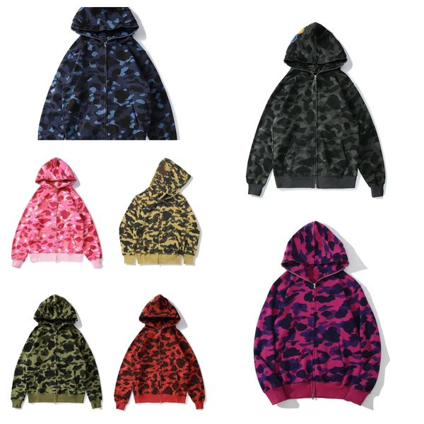 

Mens Designer Hoodies sweater mens women Camouflage jacket Sweatshirts Shark multiple color embroidery thick zipper Long Sleeve Tech Fleece Cardigan Camouflage