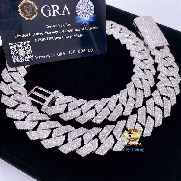 

Pass Diamond Tester 20Mm Sier Mens Vvs Moissanite Diamond Iced Out Miami Cuban Link Chain Necklace Custom Hip Hop Jewelry