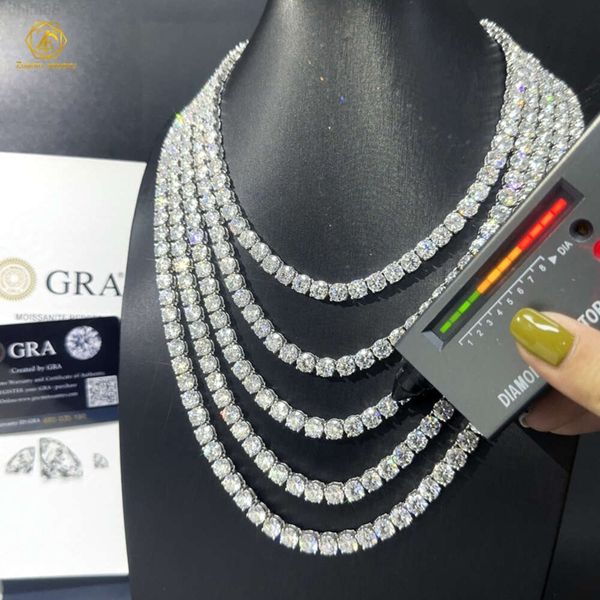 

Cheapest Price Tennis Chain 3mm 4mm 5mm Gra Hip Hop Jewelry 925 Sterling Silver Vvs d Color Diamond Moissanite Tennis Necklace