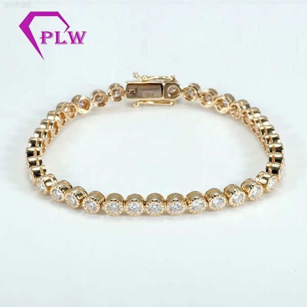 

14k Yellow Gold Bezel Setting Bracelet Small Size Dazzling Bracelet in Tennis Style