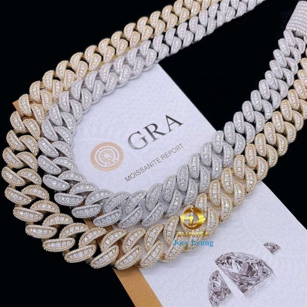 

Pass Diamond Tester 20Mm Sier Vvs Moissanite Diamond Custom Hip Hop Jewelry Iced Out Cuban Link Chain Rappers Necklace