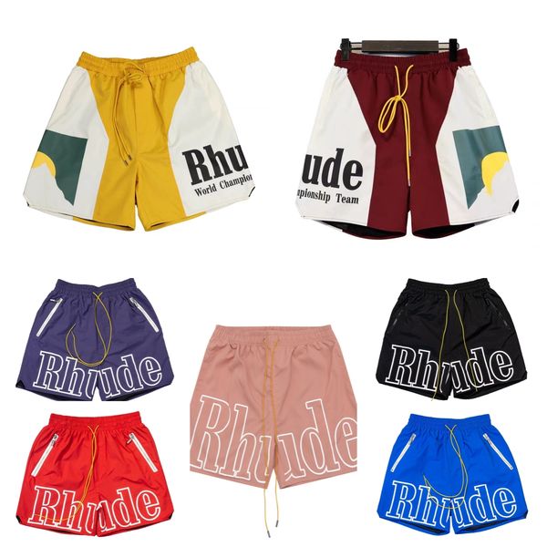

shorts Mens Rhude Designer Short Men Summer Quick Drying Breathable Mesh Drawstring Beachwear Loose Sports Shorts For mens short