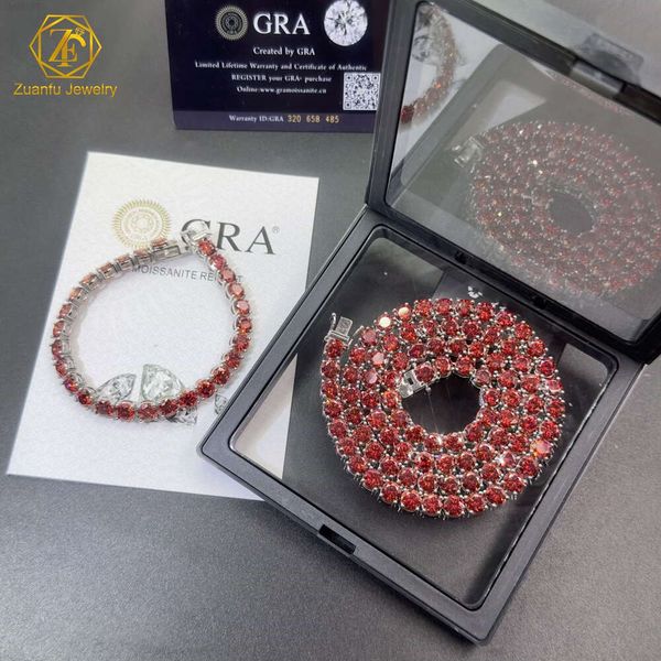

Vvs Def Color Pink Moissanite Silver Plated Passed Diamond Tester 2mm 3mm 4mm 5mm 6.5mm Jewelry Chain in Stock Tennis Chain