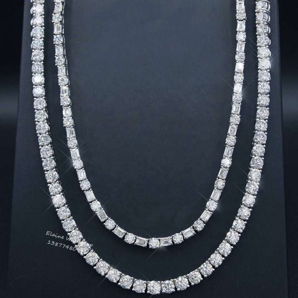 

Trending 2023 Fashion Necklace Silver 925 Round and Emerald Cut Vvs Moissanite Diamond 5mm Tennis Chain
