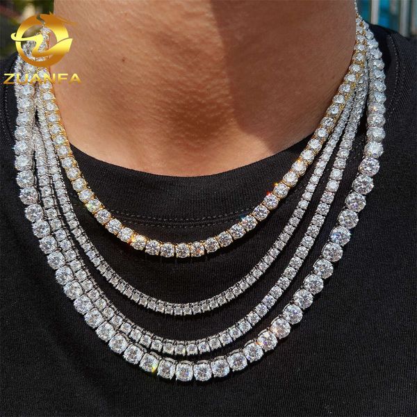 

Wholesale Price Fine Jewelry Diamond Tennis Necklace 2mm 3mm 4mm 5mm 925 Sterling Silver Gra d Color Vvs Moissanite Tennis Chain