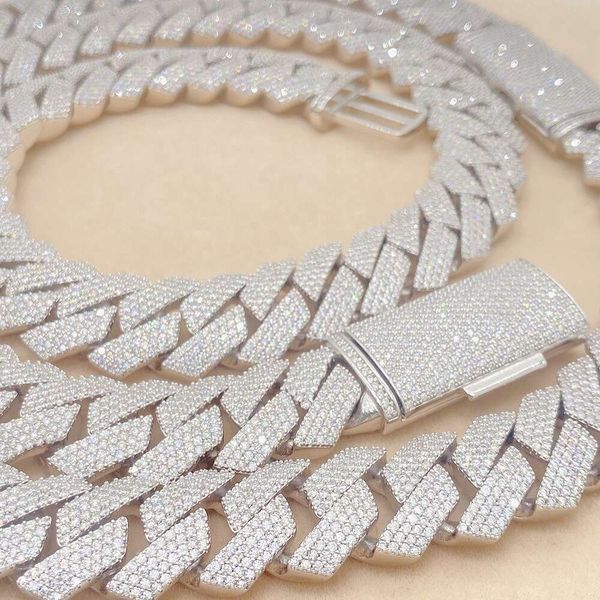 

Popular Jewelry Hip Hop Rapper Sier Iced Diamonds Heavy Chain Miami Mens 18Mm Cuban Link Chain