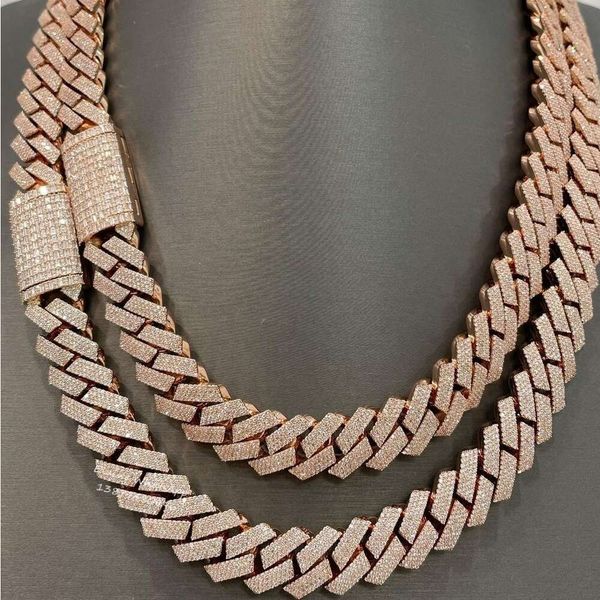 

Customized Bling Fashion Baguette Diamond Clasp Sier S Iced Vvs Moissanite Miami Cuban Link Chain Necklace