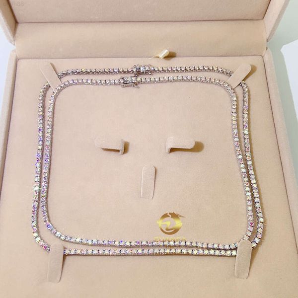 

Wholesale Bling Colorful White Moissanite Vvs Tennis Chain Rainbow 925 Silver Tennis Necklace