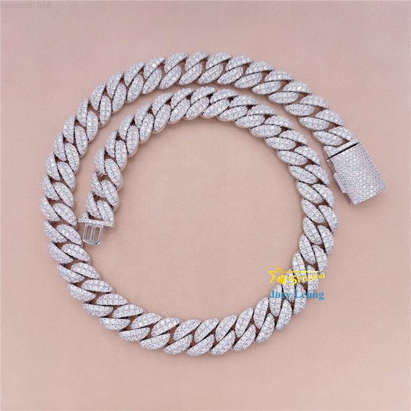 

Gra Certificate Pass Diamond Tester Vvs Moissanite Diamond 12mm Round Edged Hip Hop Jewelry Iced Out Cuban Link Chain Necklaces