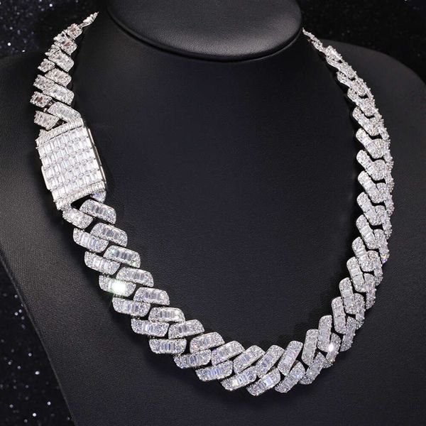 

Customization Cuban Chain Sterling Silver Vvs Moissanite Baguette Heavy Miami Style Chain for Men 's Hiphop Life