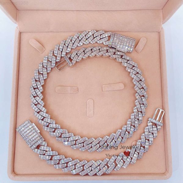 

Designer Jewelry Moissanite Hip Hop Iced Out Vvs Baguette Diamond Cuban Chain