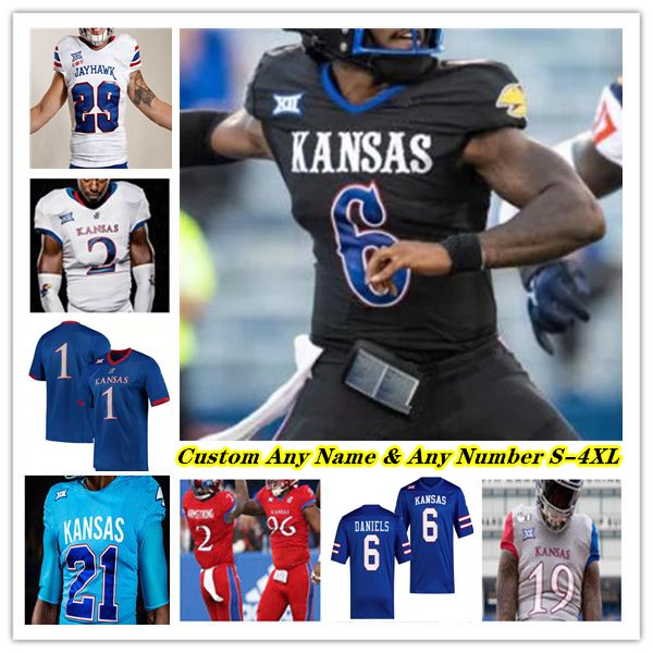 

Ncaa College Kansas Jayhawks College Football Jersey Jalon Daniels Devin Neal Jason Bean Daniel Hishaw Jr Lawrence Arnold Luke Grimm Kenny Logan JB Brown Rich Miller, Men blue