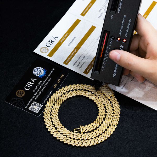 

925 Sterling Silver Iced Out Hip Hop Jewelry 10mm-20mm Moissanite Diamond Cuban Link Chain Men Necklace