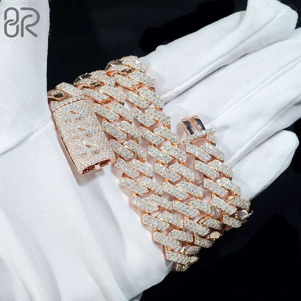 

Wholesale Price 8mm 10mm 12mm 14mm 925 Silver Cuban Chain Necklace Iced Out Round Brilliant Cut Moissanite Fine Jewelry