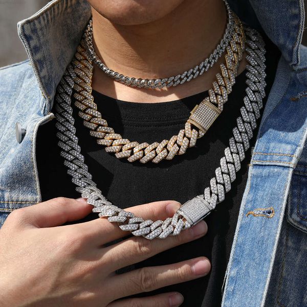 

Iced Out 925 Sterling Silver Moissanite Diamond Cuban Chain 18k Gold Hip Hop Necklace Jewelry Mens 14mm Cuban Link Chain