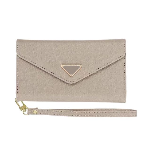 Universal Wallet Designer Phone Case For Apple iPhone 16 15 14 Samsung Galaxy S24 S23 S22 Plus Note 20 Ultra 5G Luxury Leather Tri-fold Card Holder Strap Wristband Gray