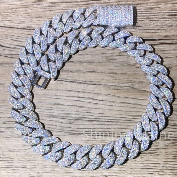 

New Arrivals Moissanite Diamond Silver 925 Hip Hop Necklace Jewelry Cuabn Link Chain Jewelry Men Necklace