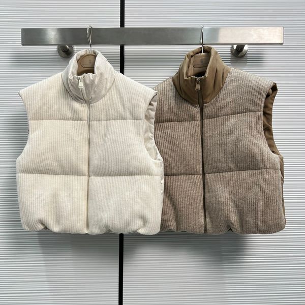 

Women' Jacket European Fashion Brand Knitted Shell Short Down Vest, Ivory