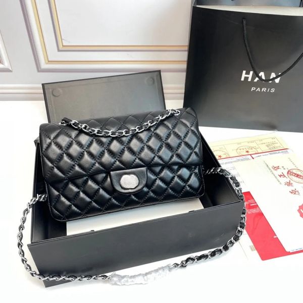 

Designer bag women's new handbag leather chain shoulder bag original top handbag fashion diagonal bag clutch check bag, 12