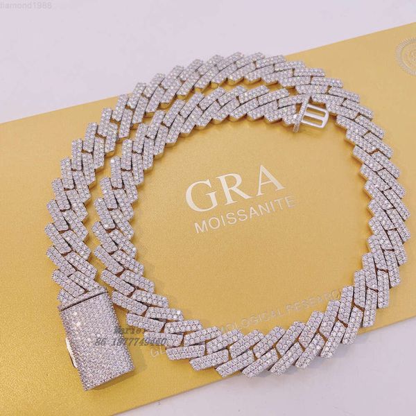 

Pass Diamond Tester 15mm S925 Bussdown Custom Cuban Necklace Wholesale Price Vvs Moissanite Cuban Link Chain S925