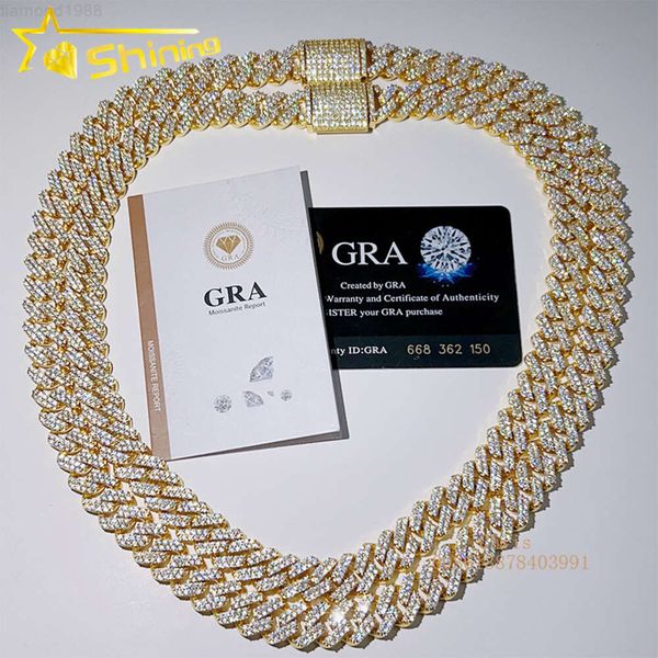 

Hot Sale Pass Diamond Tester Moissanite Cuban Chain 925 Silver Gold Plated Iced Out Cuban Chain Necklace