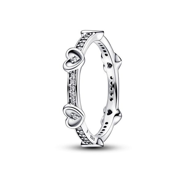 

High quality 100% 925 Sterling Silver fit pan Dora Ring Jewelry Radiant Sparkling Hearts Ring For Women
