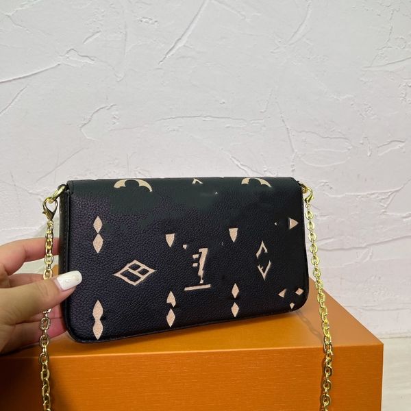 

Women Shoulder Bag Handbags Pillow Bag New Product Embossed Fabric with Chain Long Strap Travel Wrap Pattern Partition Key Wallet