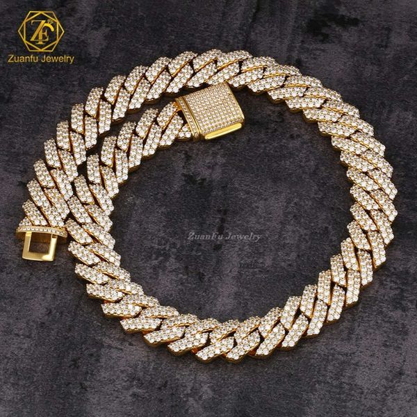 

Factory Custom Heavy Big Hip Hop Rapper14mm Vvs Moissanite Baguette Diamond Cuban Link Chain Bracelet 925 Silver
