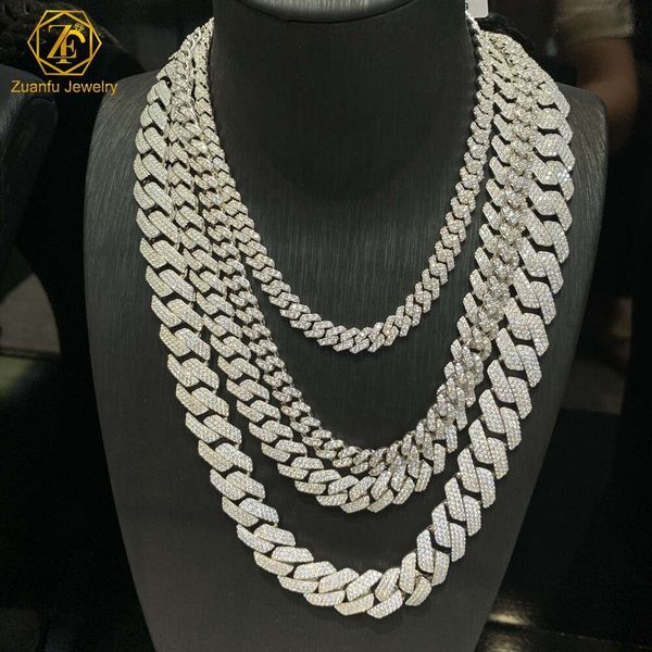 

Mens Cuban Link Chain 14mm 2rows Miami Iced Out Moissanite Cuban Chain Pure 925 Silver Jewelry Sterling Moissanite Cuban Chain