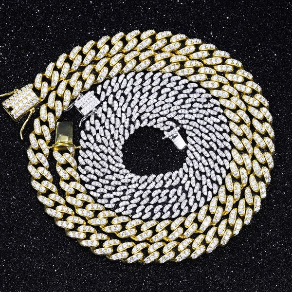 

Single Row Cuban Chain 6mm 10mm Wide Sterling Silver 925 Plated 18k Solid Gold Inlay Vvs Moissanite Cuban Link Chain