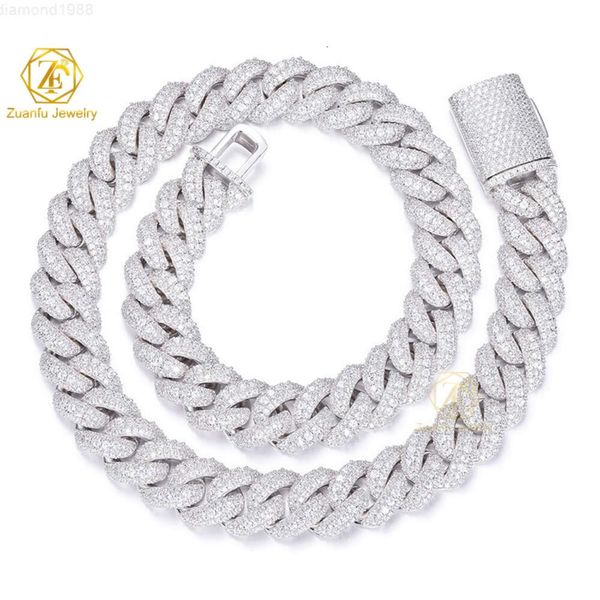 

Drop Shipping Vvs Moissanite Diamond High-quality 15mm Bubble Chain Cuban Chain Personality Tide Brand Hip-hop Cuban Necklace