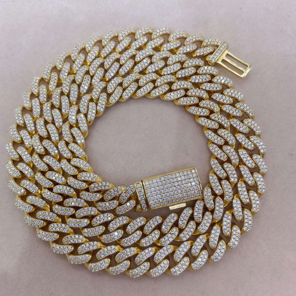 

Hip Hop Men Jewelry 10mm Moissanite 14k Gold Plated Cuban Link Chain Necklace Bracelet Cuban Diamond Chain