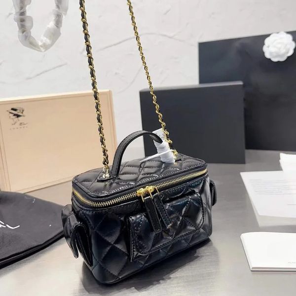 

Designer makeup bag chain shoulder bag mini leather clutch top purse