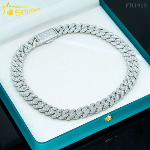 

Fine Jewelry Hip Hop Gold Plated 925 Silver 12mm 15mm 18mm Vvs Moissanite Diamond Cuban Link Chain Iced Out