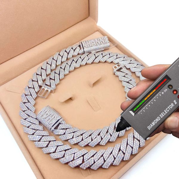 

15mm 18mm 20mm Fine Jewelry Custom Fashion Silver S925 Iced Out Vvs Moissanite Diamond Miami Cuban Link Chain Mens Necklaces