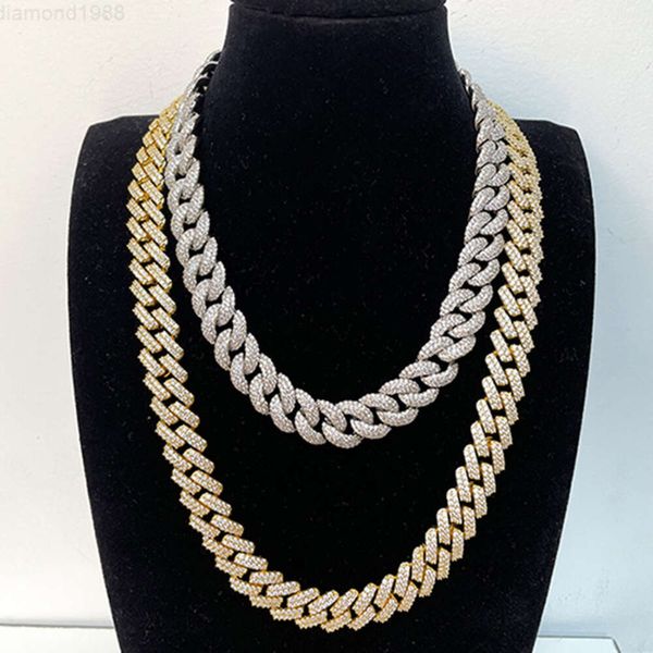 

Miami West Coast 925 Silver 8mm 15mm Hip Hop Cuban Link Chain Cz Diamond Iced Out Chain
