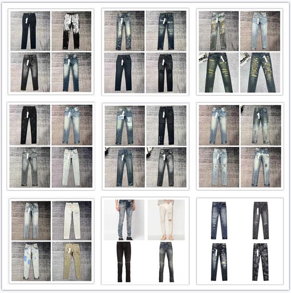 

Designer Jeans Mens Jeans Pur-Jeans Designer Pants pantalones Mens Ripped Jean Straight Regular-Jeans Denim Tears Washed Hole 30-32-34-36-38, Black