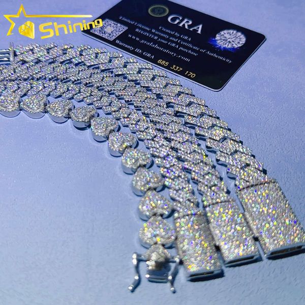 

Customized Iced Out Moissanite Cuban Link 925 Sterling Silver Necklace Hip Hop Fashion Jewelry Men Women Necklaces and Bracelets