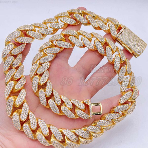 

Fashion Jewelry Silver Custom Necklace S925 with Vvs Moissanite Jewelry Luxury Cuban Bracelet Iced Out Cuban Chain 18mm